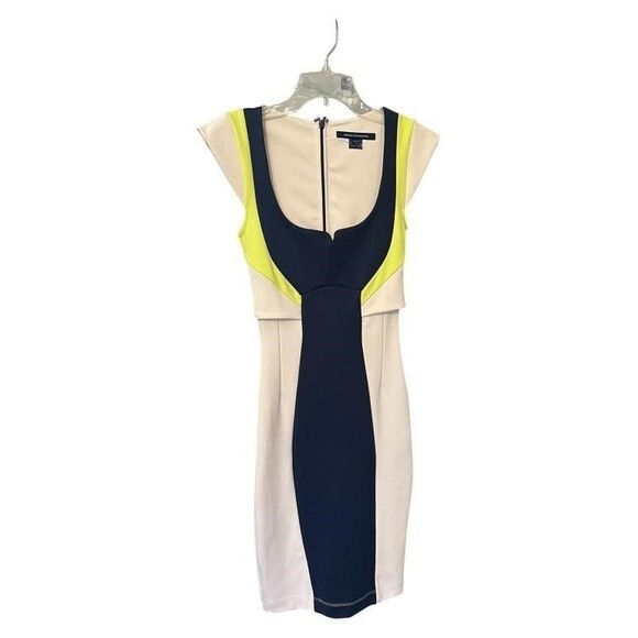 *New French Connection Lolostretch color block dress Bodycon Pencil US2 FR34 UK6 - Picture 7 of 8